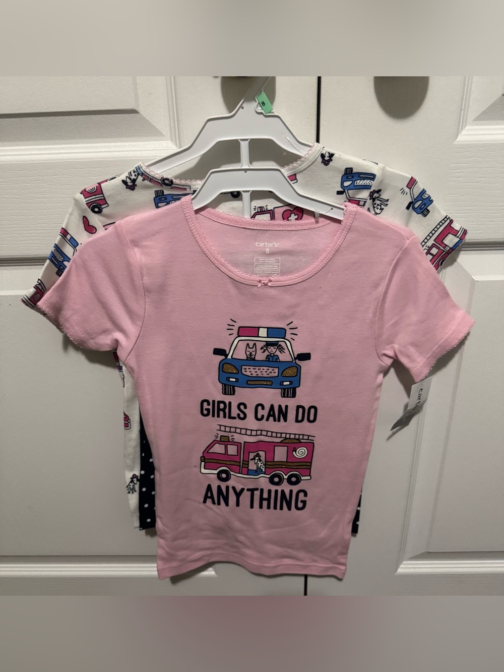 Carter's Pink 'Girls Can Do Anything' 4-Piece PJ Set - Rescue Vehicle Print